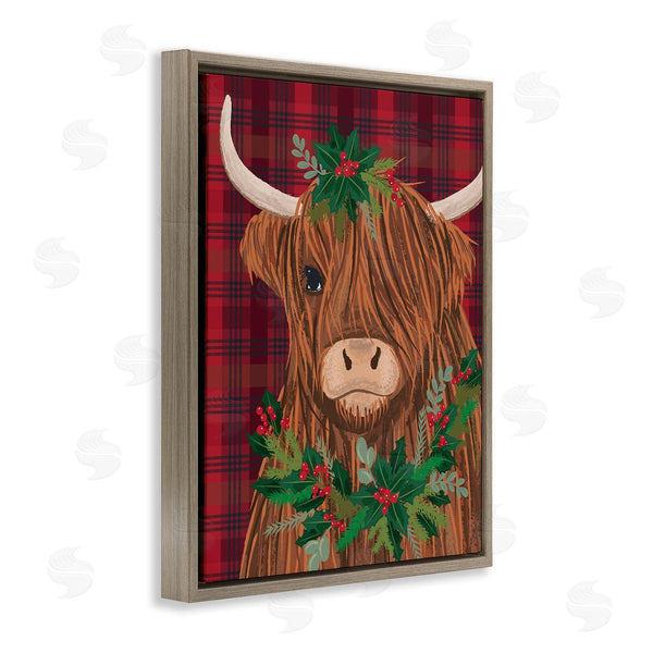 Stupell Industries Lisa Perry Whitebutton | Holiday Cattle On Buffalo Plaid