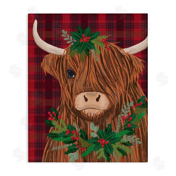 stupell industries Lisa Perry Whitebutton | Holiday Cattle on Buffalo Plaid