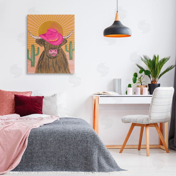Stupell Industries Lisa Perry Whitebutton | Howdy Cowgirl Cattle Wall Art