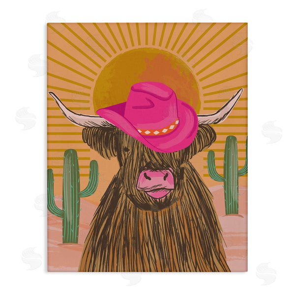 stupell industries Lisa Perry Whitebutton | Howdy Cowgirl Cattle Wall Art