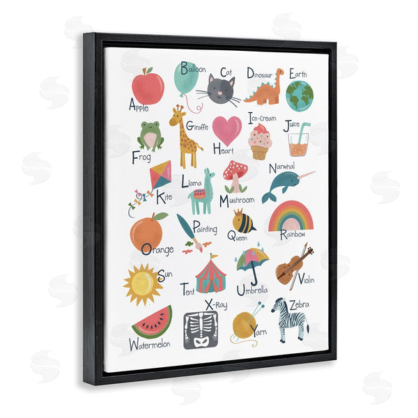 Stupell Industries Lisa Perry Whitebutton | Learning Alphabet Letters Various Wildlife Informative Chart Wall Art