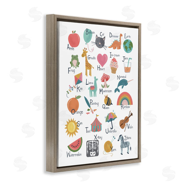 Stupell Industries Lisa Perry Whitebutton | Learning Alphabet Letters Various Wildlife Informative Chart Wall Art