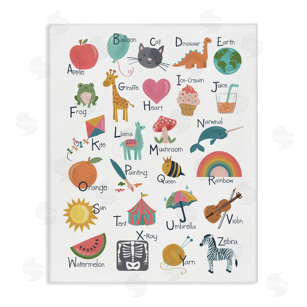 stupell industries Lisa Perry Whitebutton | Learning Alphabet Letters Various Wildlife Informative Chart Wall Art