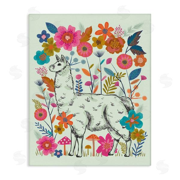stupell industries Lisa Perry Whitebutton | Llama Among Bright Florals Wall Art