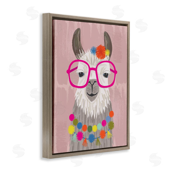 Stupell Industries Lisa Perry Whitebutton | Llama Silly Glasses Polka Dots Festive Animal Wall Art