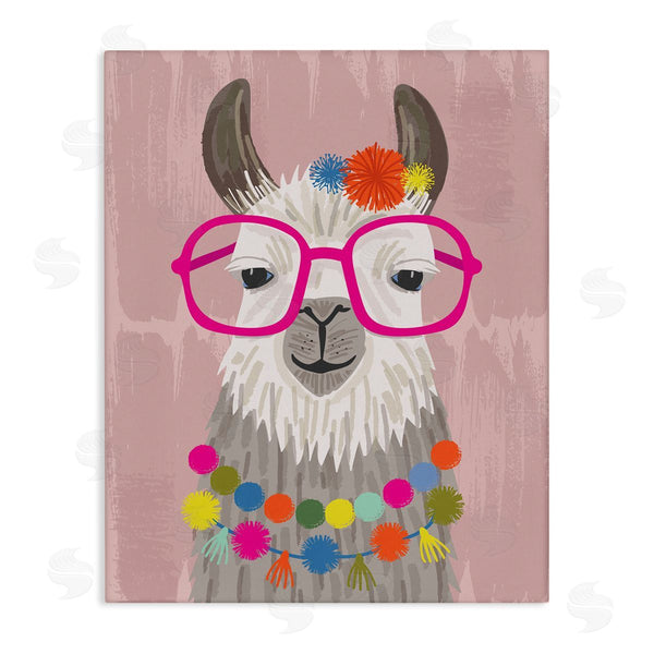 stupell industries Lisa Perry Whitebutton | Llama Silly Glasses Polka Dots Festive Animal Wall Art