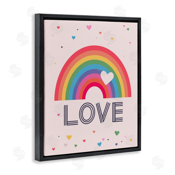 Stupell Industries Lisa Perry Whitebutton | LOVE Greeting Flattened Rainbow Tiny Floating Hearts Wall Art