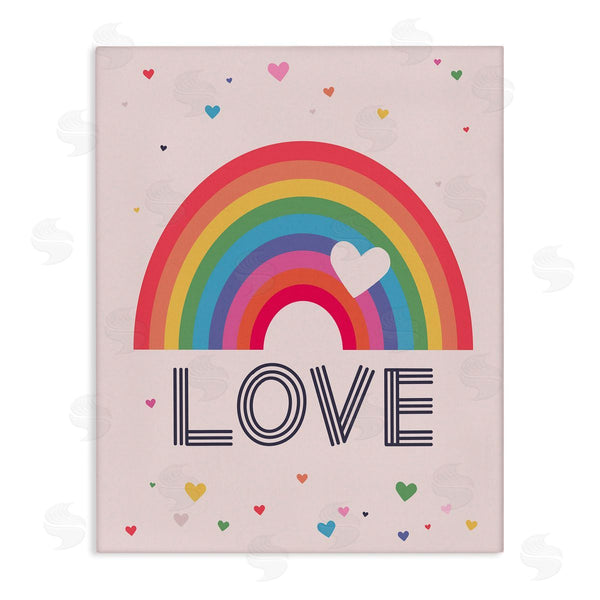 stupell industries Lisa Perry Whitebutton | LOVE Greeting Flattened Rainbow Tiny Floating Hearts Wall Art