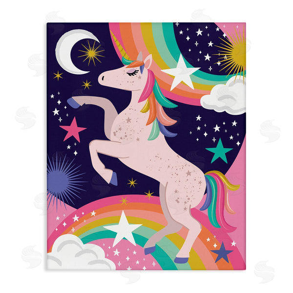 stupell industries Lisa Perry Whitebutton | Magical Space Unicorn Dancing Rainbows Starry Sky Wall Art