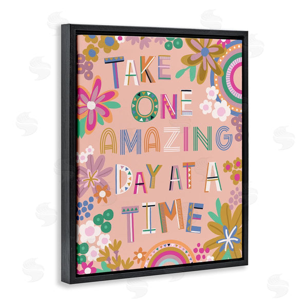 Stupell Industries Lisa Perry Whitebutton | One Amazing Day Motivational Phrase Children's Flower Rainbows Wall Art