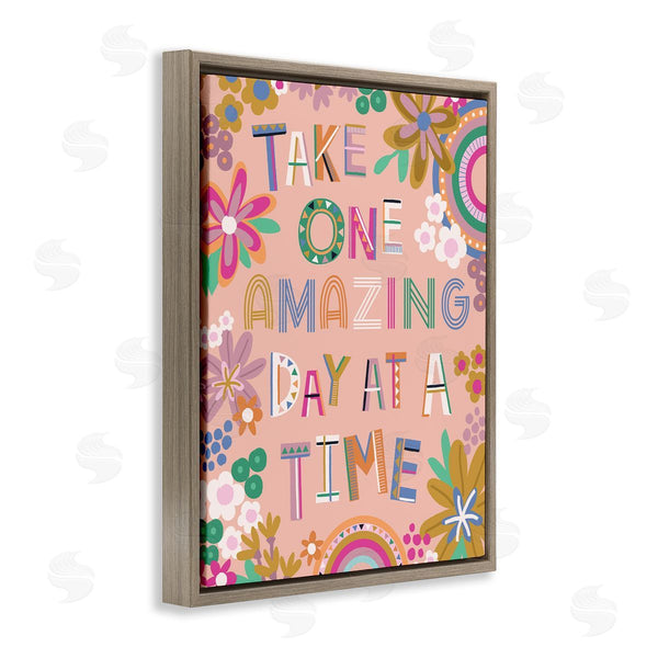Stupell Industries Lisa Perry Whitebutton | One Amazing Day Motivational Phrase Children's Flower Rainbows Wall Art