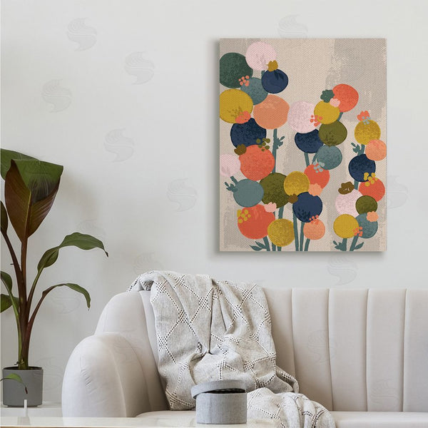 Stupell Industries Lisa Perry Whitebutton | Organic Shape Flowers Circular Distressed Pattern Wall Art