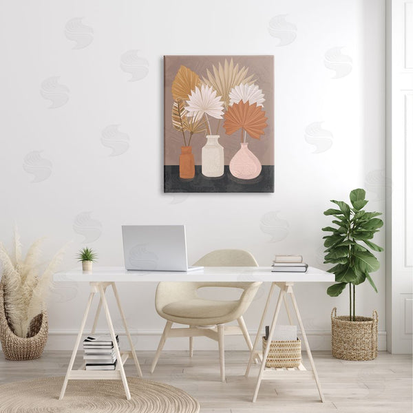 Stupell Industries Lisa Perry Whitebutton | Palm Leaves Potted Plant Fans Bohemian Still Life Wall Art