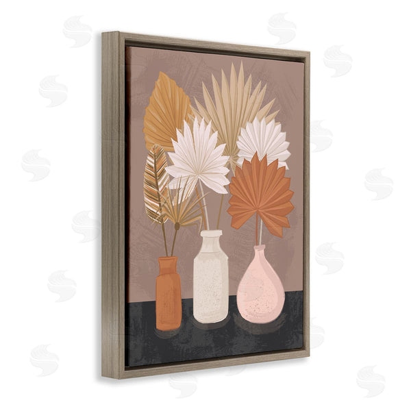 Stupell Industries Lisa Perry Whitebutton | Palm Leaves Potted Plant Fans Bohemian Still Life Wall Art