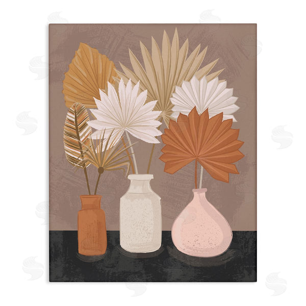 stupell industries Lisa Perry Whitebutton | Palm Leaves Potted Plant Fans Bohemian Still Life Wall Art
