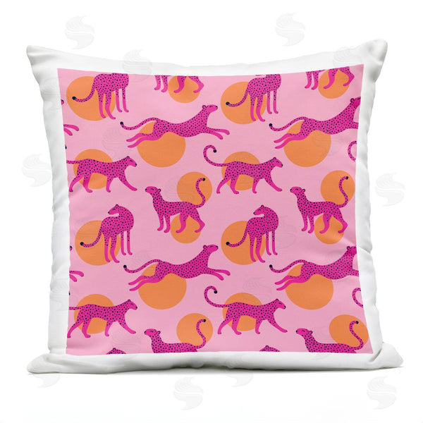 Stupell Industries Lisa Perry Whitebutton | Pink Leopards Over Orange Polka Dots Printed Throw Pillow