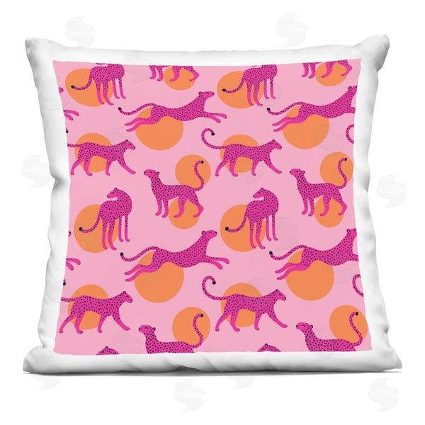 stupell industries Lisa Perry Whitebutton | Pink Leopards Over Orange Polka Dots Printed Throw Pillow