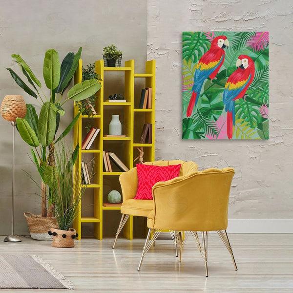 Stupell Industries Lisa Perry Whitebutton | Pink Paradise Parrots Wall Art