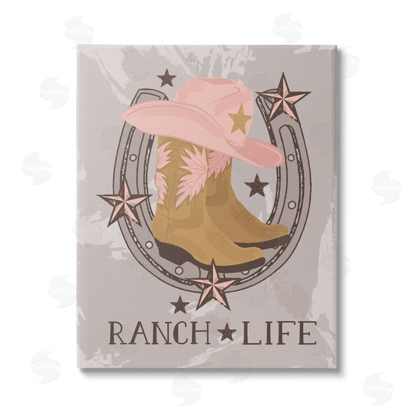 stupell industries Lisa Perry Whitebutton | Ranch Life Cowgirl Horseshoe Wall Art