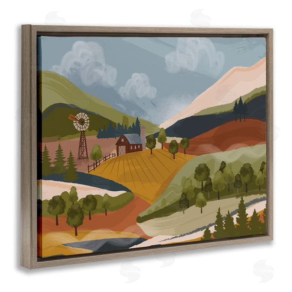 Stupell Industries Lisa Perry Whitebutton | Rolling Country Hills Farm Scenery Wall Art