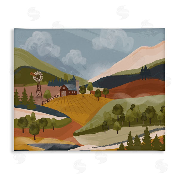 stupell industries Lisa Perry Whitebutton | Rolling Country Hills Farm Scenery Wall Art