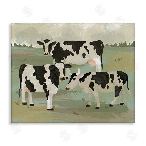 stupell industries Lisa Perry Whitebutton | Rural Cows Grazing Trio Wall Art
