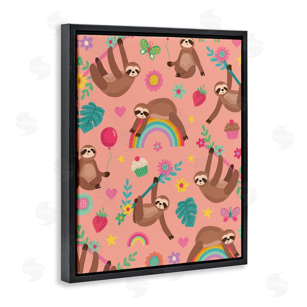 Stupell Industries Lisa Perry Whitebutton | Sloths Climbing Botanical Branches Whimsical Floral Pattern Wall Art