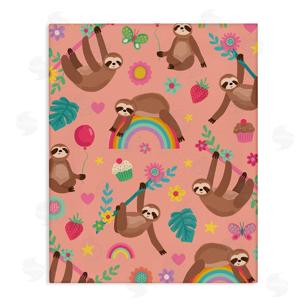 stupell industries Lisa Perry Whitebutton | Sloths Climbing Botanical Branches Whimsical Floral Pattern Wall Art