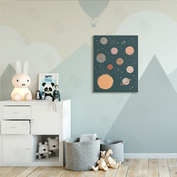Stupell Industries Lisa Perry Whitebutton | Solar System Sun Planets Earth Shooting Stars Wall Art