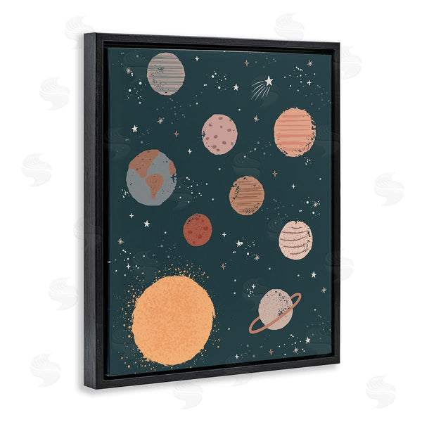 Stupell Industries Lisa Perry Whitebutton | Solar System Sun Planets Earth Shooting Stars Wall Art