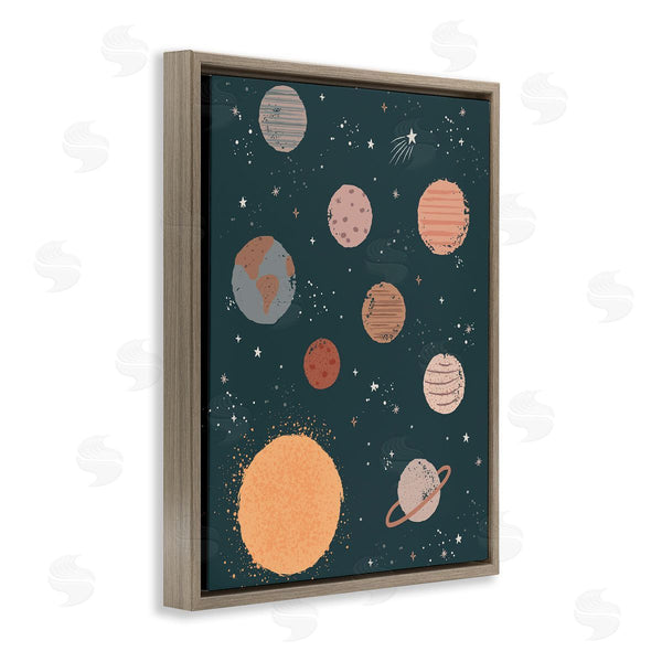 Stupell Industries Lisa Perry Whitebutton | Solar System Sun Planets Earth Shooting Stars Wall Art