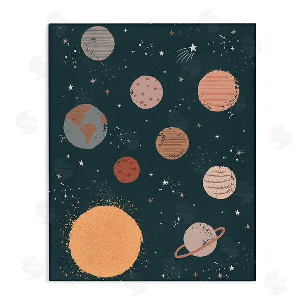 stupell industries Lisa Perry Whitebutton | Solar System Sun Planets Earth Shooting Stars Wall Art