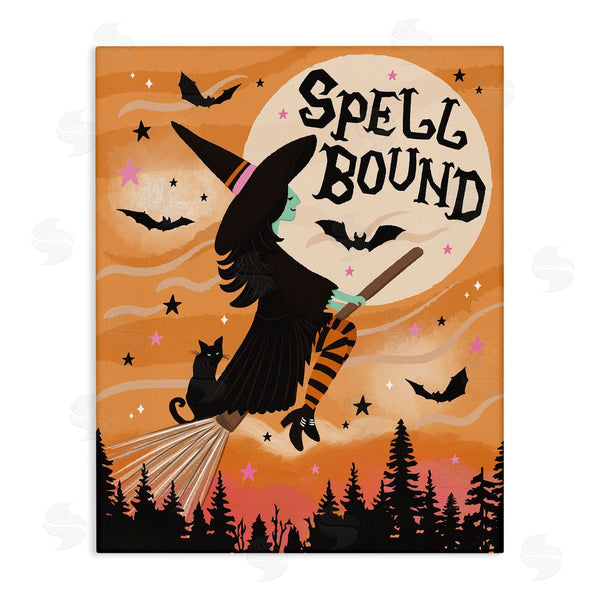 stupell industries Lisa Perry Whitebutton | Spell Bound Witch Flying Wall Art