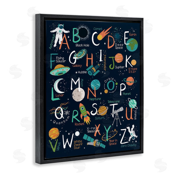 Stupell Industries Lisa Perry Whitebutton | Starry Space Alphabet Fantasy Constellations UFO ABC's Wall Art