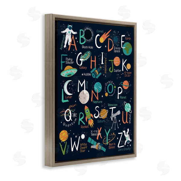 Stupell Industries Lisa Perry Whitebutton | Starry Space Alphabet Fantasy Constellations UFO ABC's Wall Art