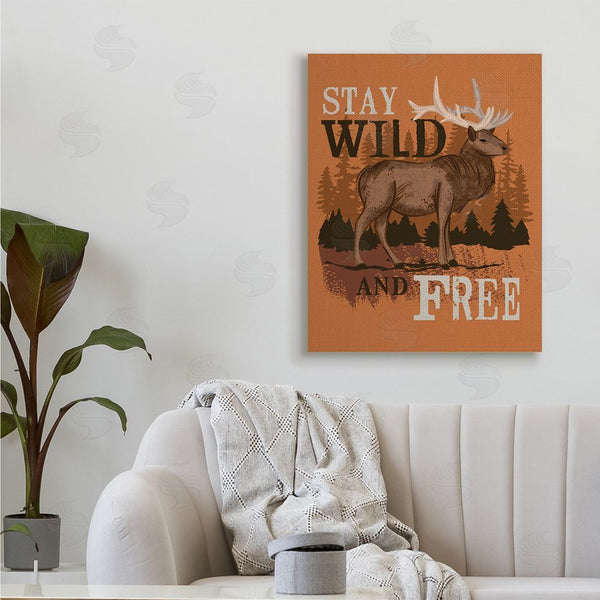 Stupell Industries Lisa Perry Whitebutton | Stay Wild And Free Phrase Forest Elk Landscape Wall Art
