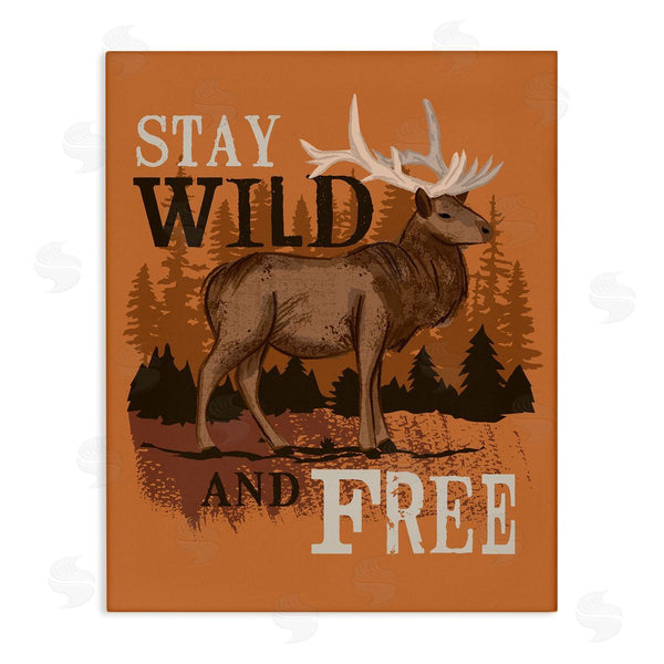 stupell industries Lisa Perry Whitebutton | Stay Wild and Free Phrase Forest Elk Landscape Wall Art