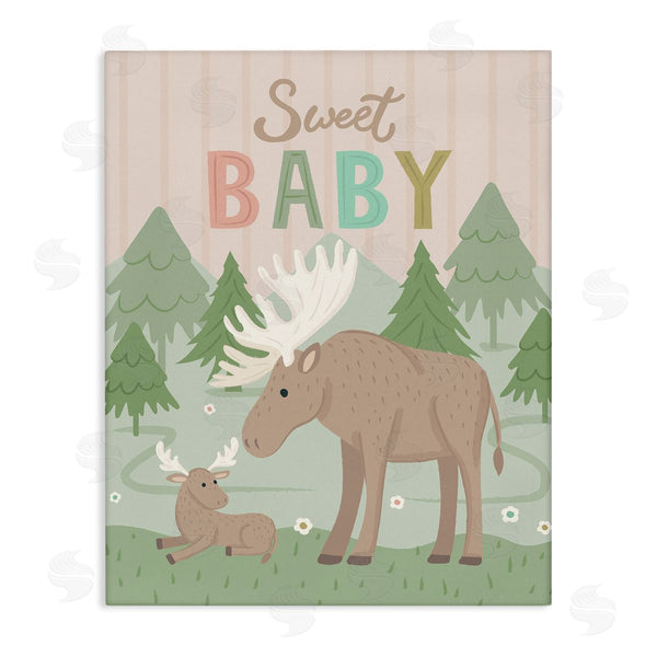 stupell industries Lisa Perry Whitebutton | Sweet Baby Wild Moose Wall Art