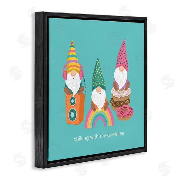Stupell Industries Lisa Perry Whitebutton | Whimsical Chilling With Gnomies Phrase Patterned Teal Design Wall Art