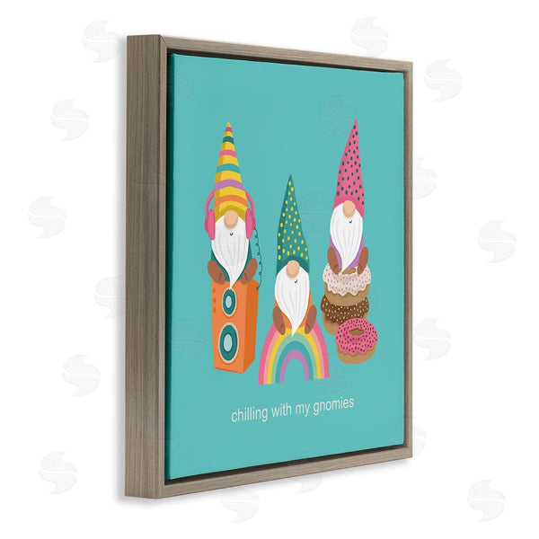 Stupell Industries Lisa Perry Whitebutton | Whimsical Chilling With Gnomies Phrase Patterned Teal Design Wall Art