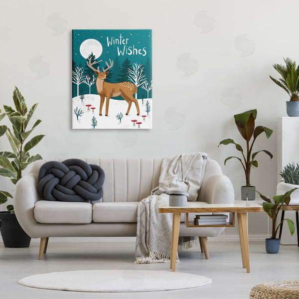 Stupell Industries Lisa Perry Whitebutton | Winter Wishes Midnight Reindeer Wall Art