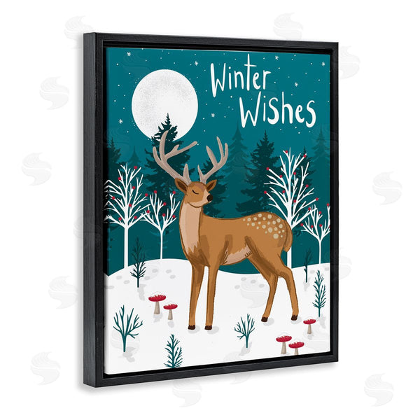 Stupell Industries Lisa Perry Whitebutton | Winter Wishes Midnight Reindeer Wall Art
