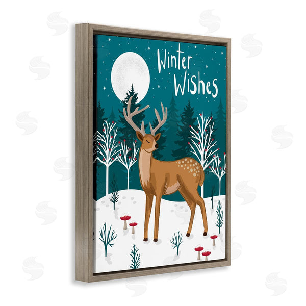 Stupell Industries Lisa Perry Whitebutton | Winter Wishes Midnight Reindeer Wall Art