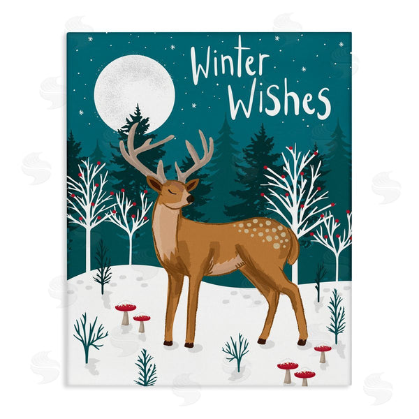stupell industries Lisa Perry Whitebutton | Winter Wishes Midnight Reindeer Wall Art