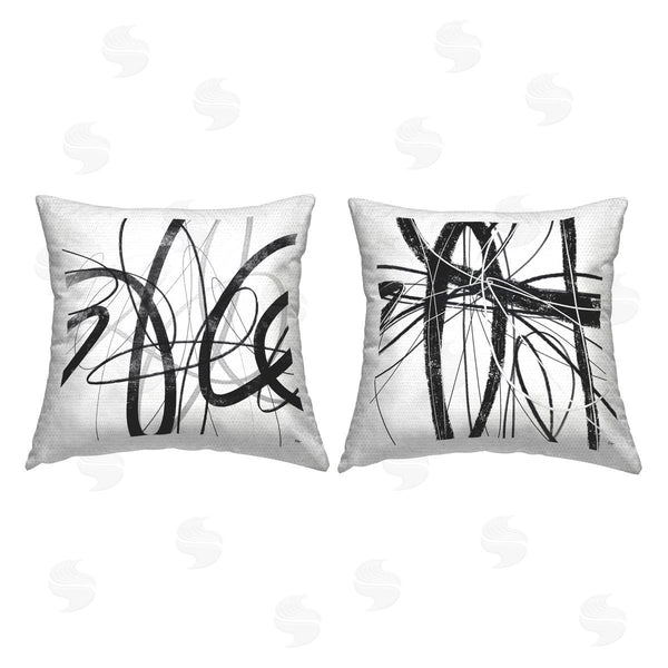 Stupell Industries Lisa Ridgers | Abstract Chaotic Scribble Printed Throw Pillow Set