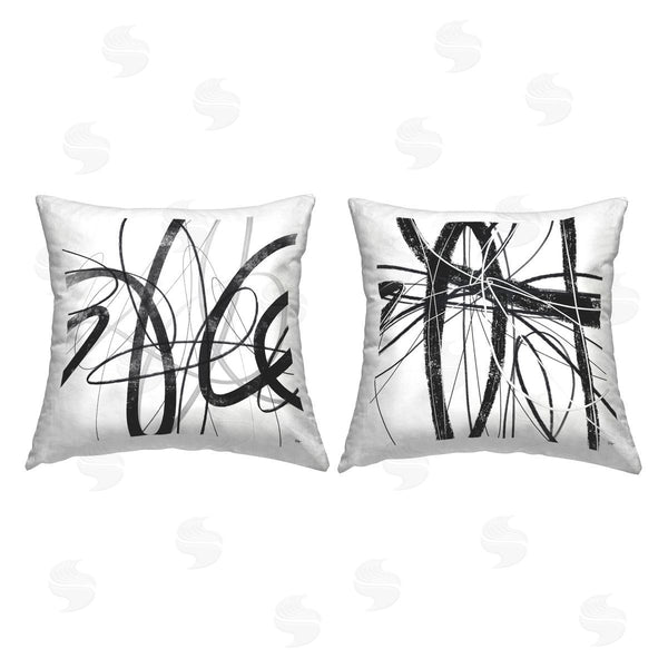 stupell industries Lisa Ridgers | Abstract Chaotic Scribble Printed Throw Pillow Set