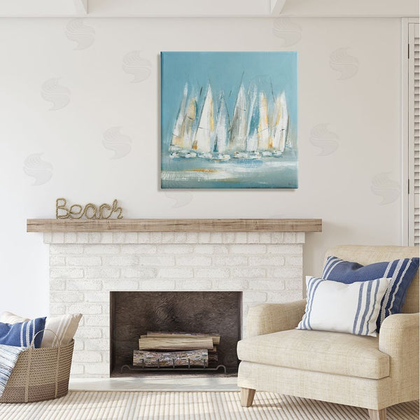 Stupell Industries Lisa Ridgers | Abstract Sailboat Fleet Wall Art