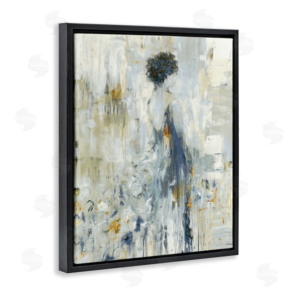 Stupell Industries Lisa Ridgers | Abstract Woman Blue Dress Gown Blocked Brushstrokes Wall Art