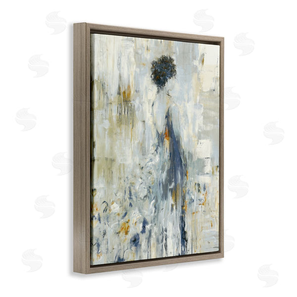 Stupell Industries Lisa Ridgers | Abstract Woman Blue Dress Gown Blocked Brushstrokes Wall Art