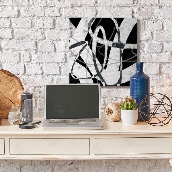 Stupell Industries Lisa Ridgers | Black And White Abstract Moving Paint Brush Strokes Wall Art